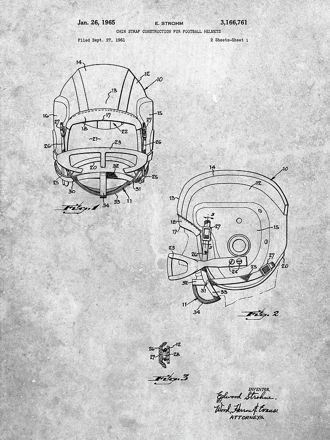 Sports Digital Art - Pp419-slate Face Mask Football Helmet 1965 Patent by Cole Borders