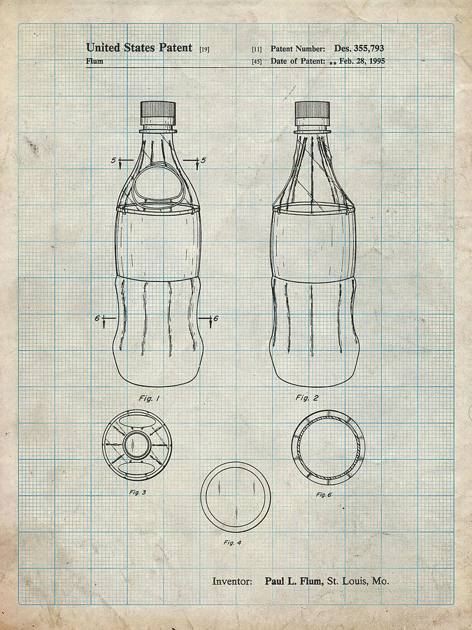 Bottle Digital Art - Pp432-antique Grid Parchment Coke Bottle Display Cooler Patent Poster by Cole Borders