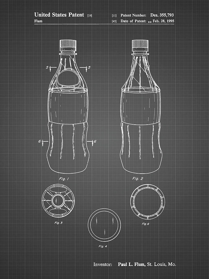 Bottle Digital Art - Pp432-black Grid Coke Bottle Display Cooler Patent Poster by Cole Borders