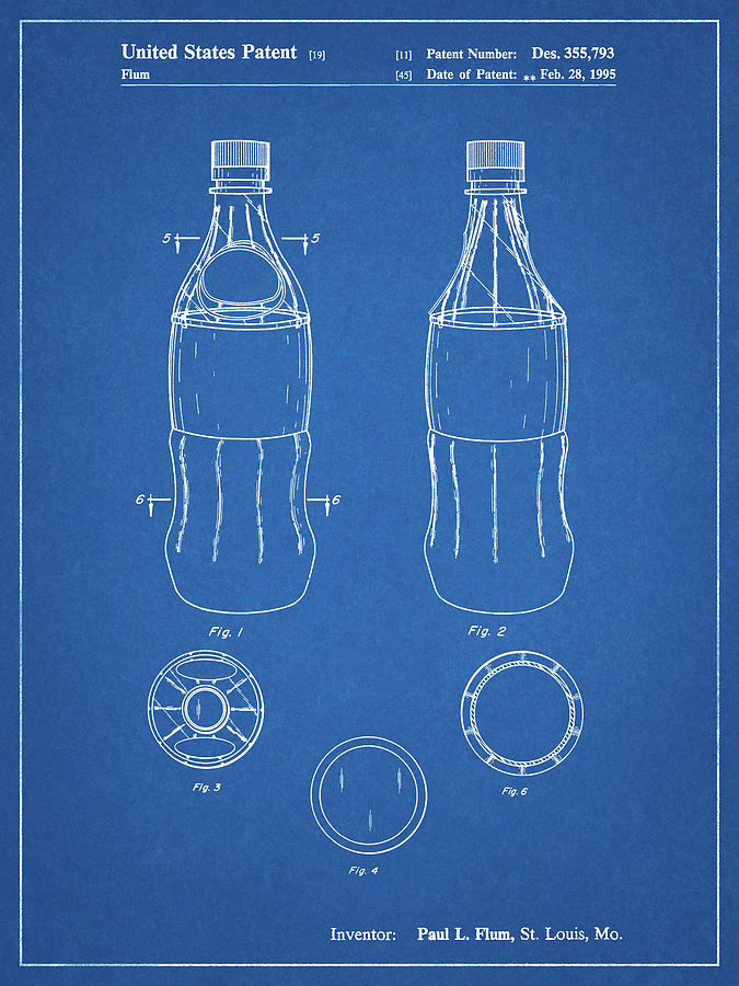 Bottle Digital Art - Pp432-blueprint Coke Bottle Display Cooler Patent Poster by Cole Borders