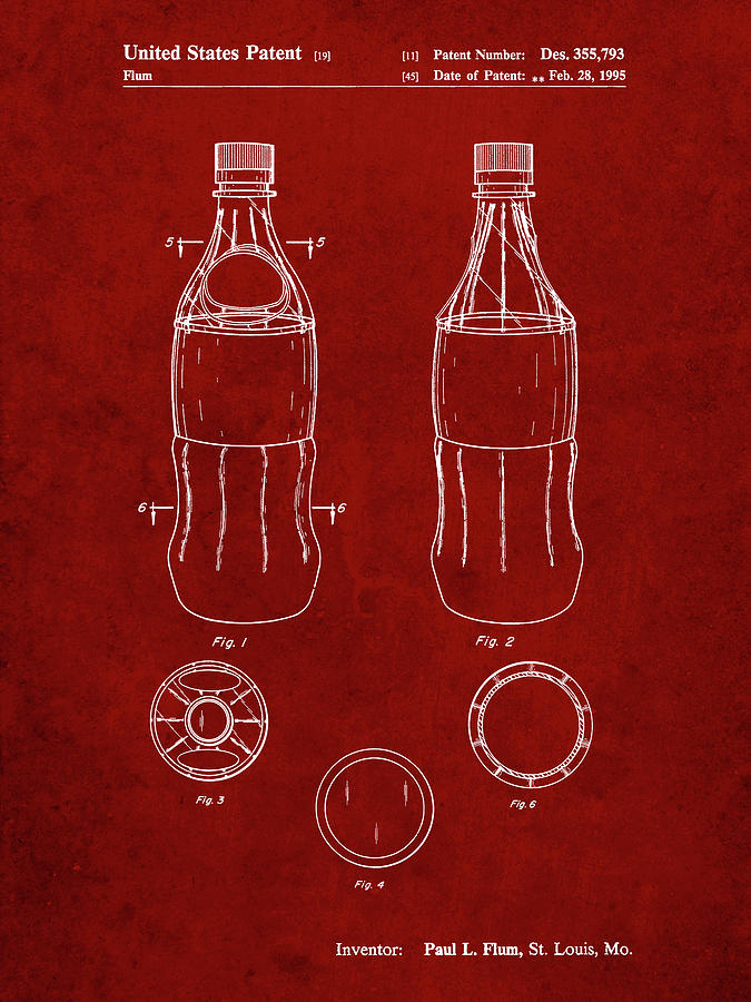 Bottle Digital Art - Pp432-burgundy Coke Bottle Display Cooler Patent Poster by Cole Borders