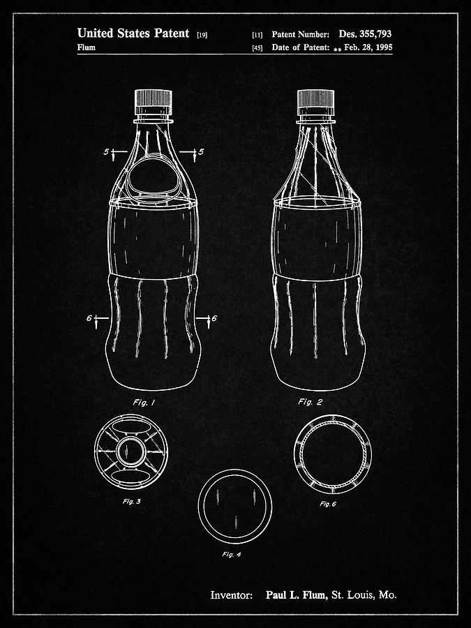 Bottle Digital Art - Pp432-vintage Black Coke Bottle Display Cooler Patent Poster by Cole Borders
