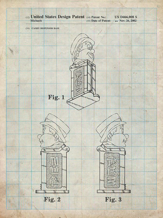 Toy Digital Art - Pp441-antique Grid Parchment Pez Dispenser Patent Poster by Cole Borders