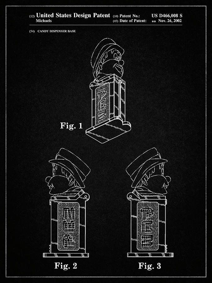 Toy Digital Art - Pp441-vintage Black Pez Dispenser Patent Poster by Cole Borders