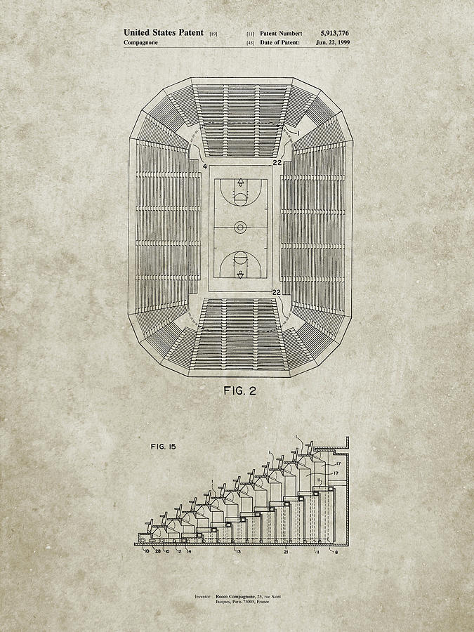 Sports Digital Art - Pp453-sandstone Retractable Arena Seating Patent Poster by Cole Borders