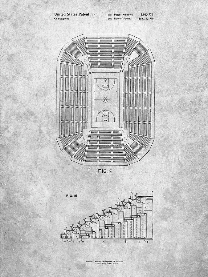 Sports Digital Art - Pp453-slate Retractable Arena Seating Patent Poster by Cole Borders