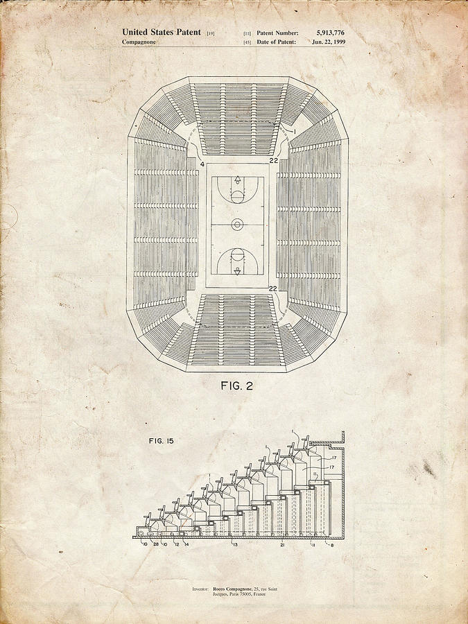 Sports Digital Art - Pp453-vintage Parchment Retractable Arena Seating Patent Poster by Cole Borders