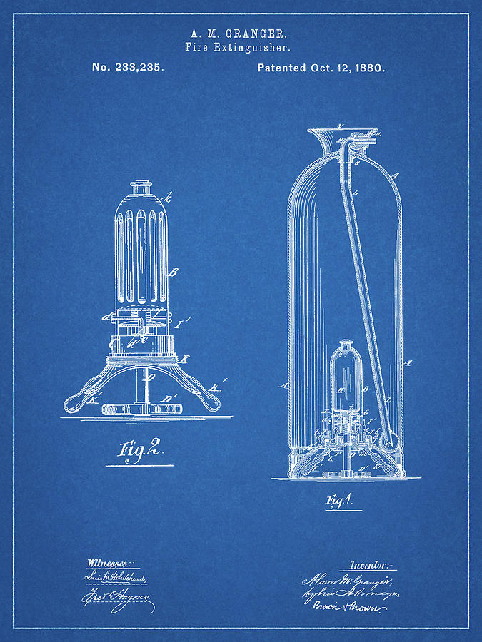 Objects Digital Art - Pp461-blueprint Antique Fire Extinguisher 1880 Patent Poster by Cole Borders