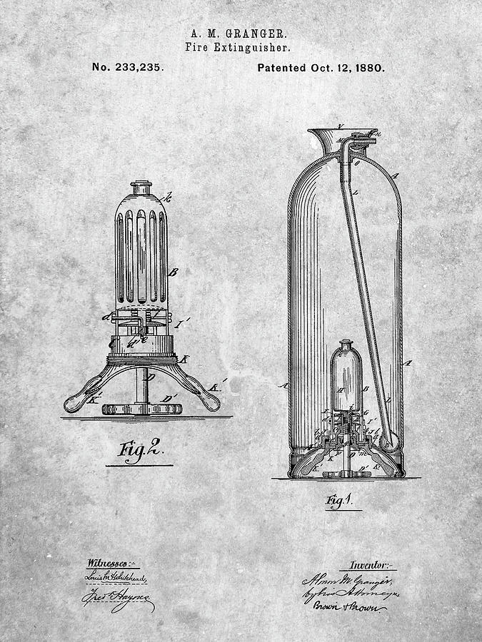 Objects Digital Art - Pp461-slate Antique Fire Extinguisher 1880 Patent Poster by Cole Borders