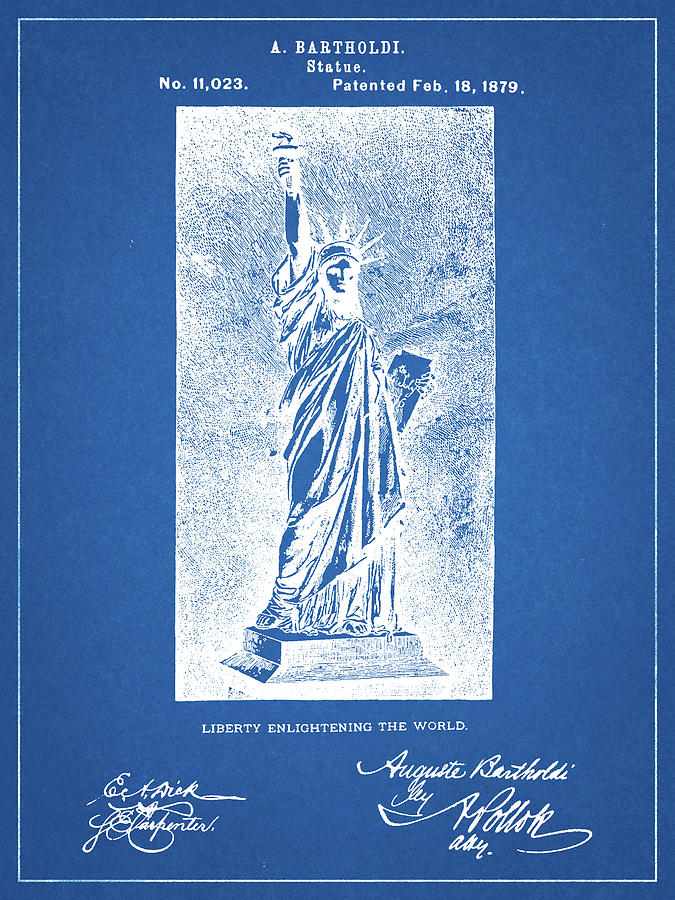 Landmark Digital Art - Pp474-blueprint Statue Of Liberty Poster by Cole Borders