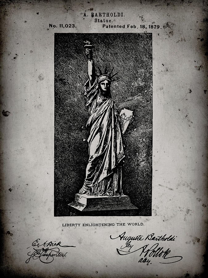 Landmark Digital Art - Pp474-faded Grey Statue Of Liberty Poster by Cole Borders