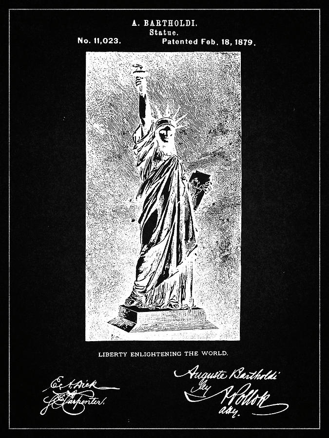 Landmark Digital Art - Pp474-vintage Black Statue Of Liberty Poster by Cole Borders