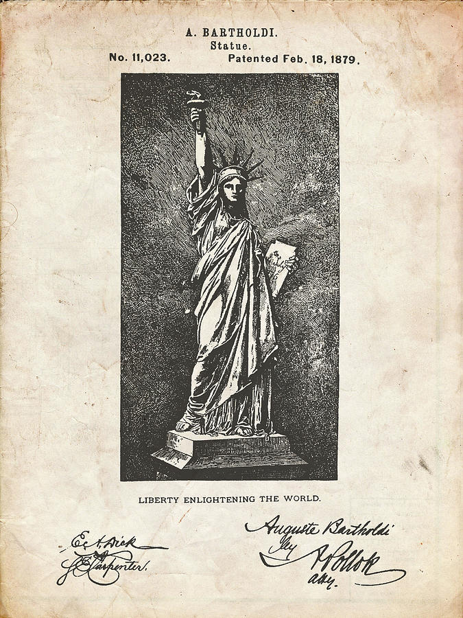 Landmark Digital Art - Pp474-vintage Parchment Statue Of Liberty Poster by Cole Borders