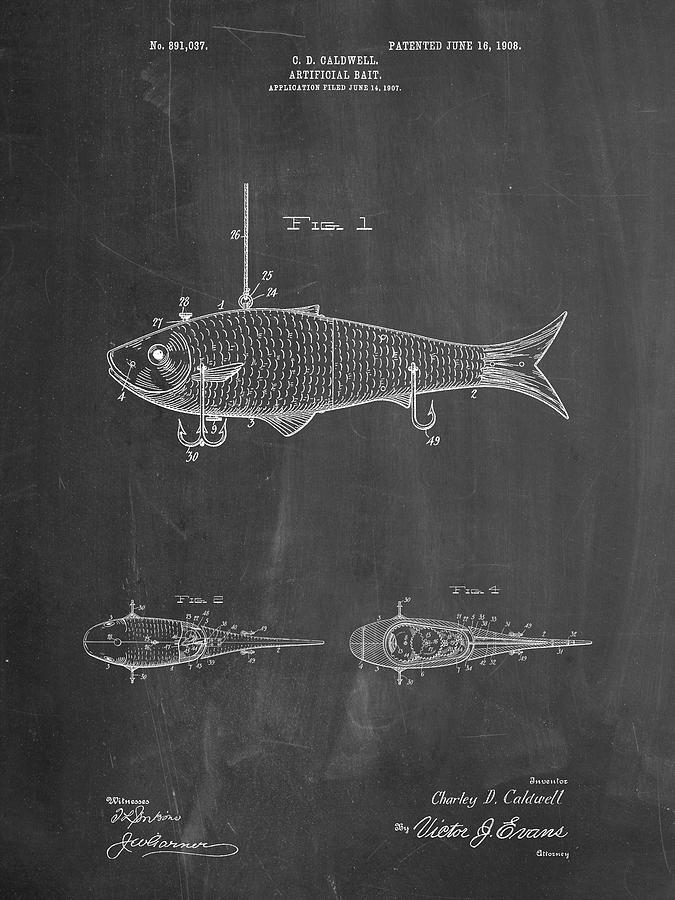 Pp485-chalkboard Fishing Artificial Bait Poster Digital Art by Cole Borders  - Pixels