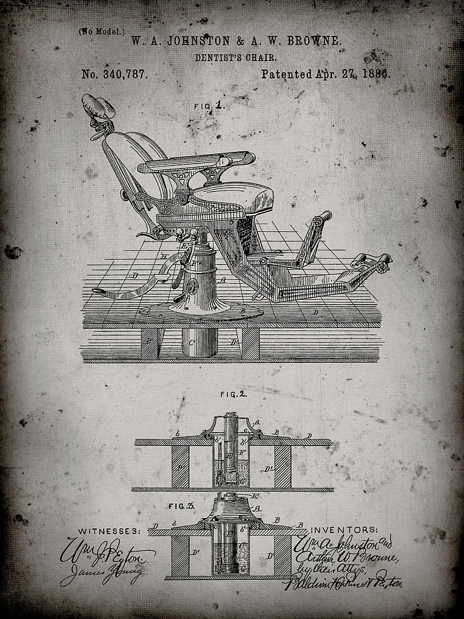 Furniture Digital Art - Pp510-faded Grey Dentist Chair Patent Poster by Cole Borders