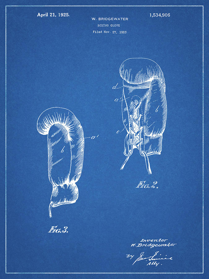 Sports Digital Art - Pp517-blueprint Boxing Glove 1925 Patent Poster by Cole Borders