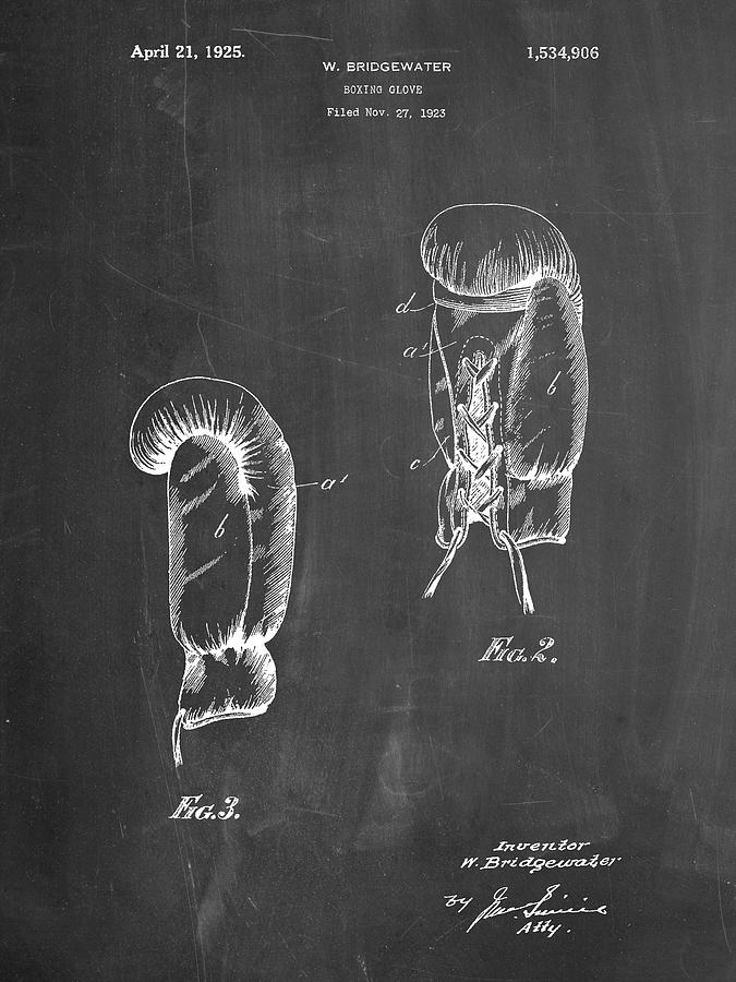 Sports Digital Art - Pp517-chalkboard Boxing Glove 1925 Patent Poster by Cole Borders