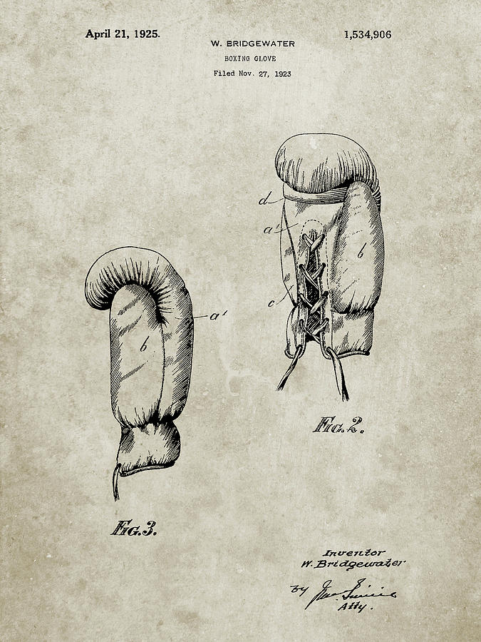 Sports Digital Art - Pp517-sandstone Boxing Glove 1925 Patent Poster by Cole Borders