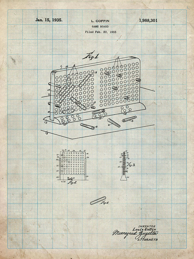 Toy Digital Art - Pp519-antique Grid Parchment Battleship Game Patent Poster by Cole Borders