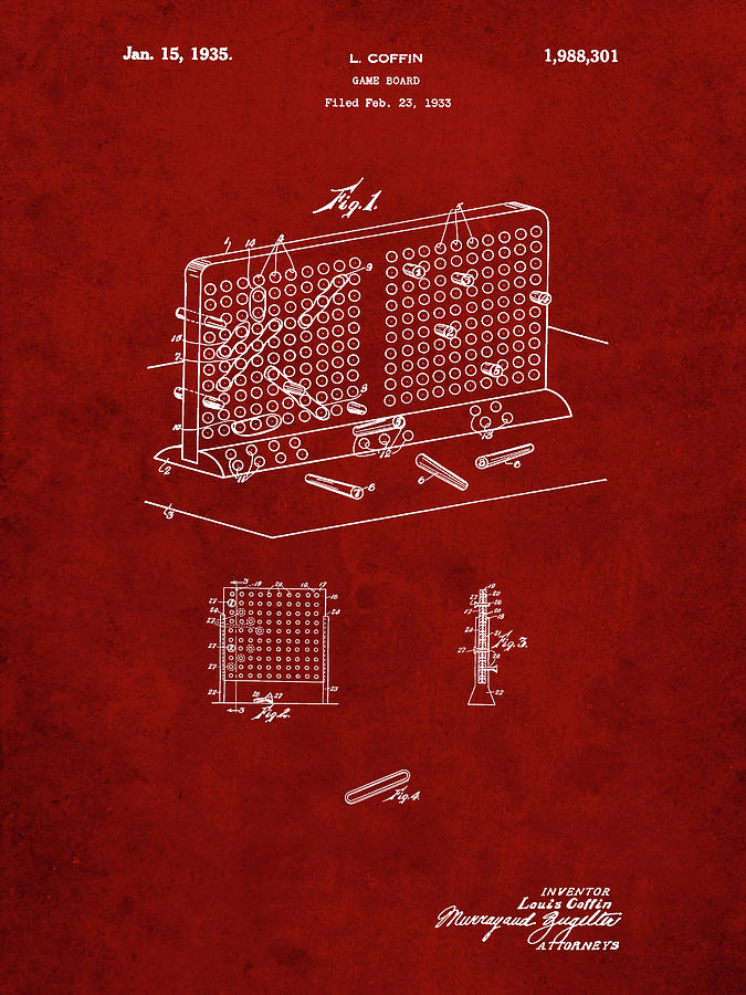 Toy Digital Art - Pp519-burgundy Battleship Game Patent Poster by Cole Borders