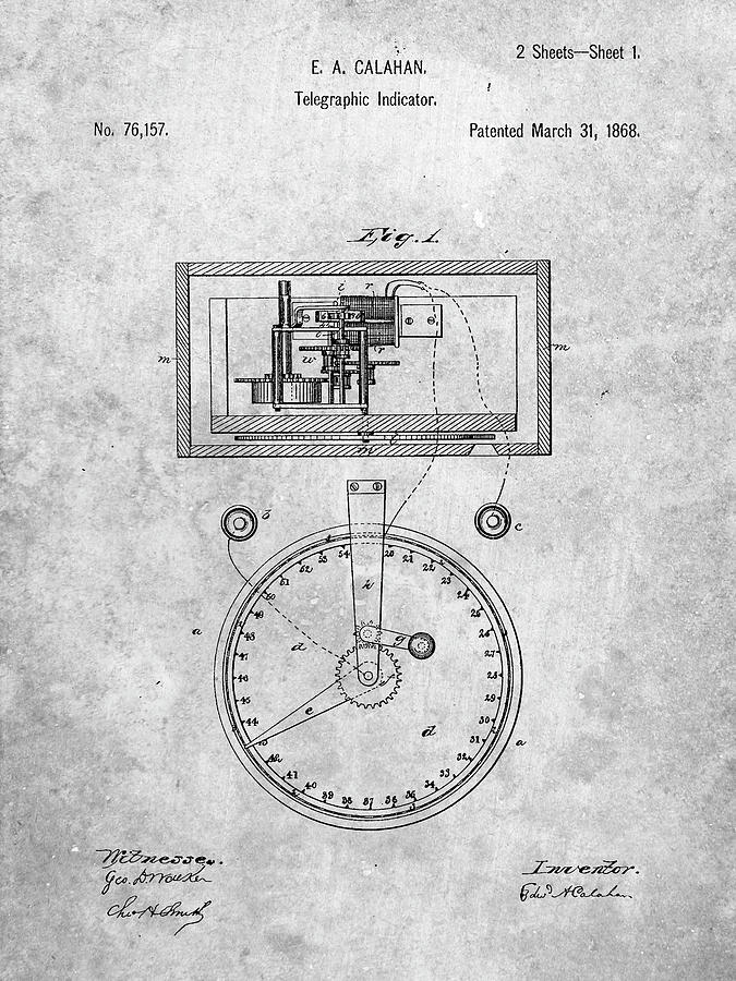 Objects Digital Art - Pp546-slate Stock Telegraphic Ticker 1868 Patent Poster by Cole Borders