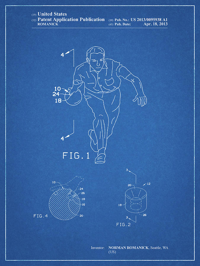 Sports Digital Art - Pp549-blueprint Bowling Ball Patent Poster by Cole Borders