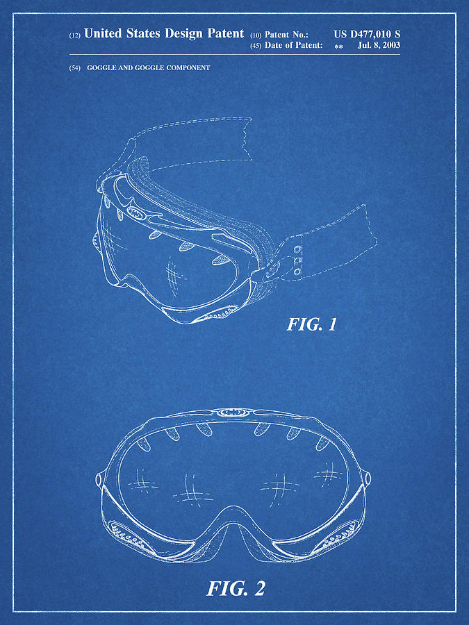 Sports Digital Art - Pp554-blueprint Ski Goggles Patent Poster by Cole Borders