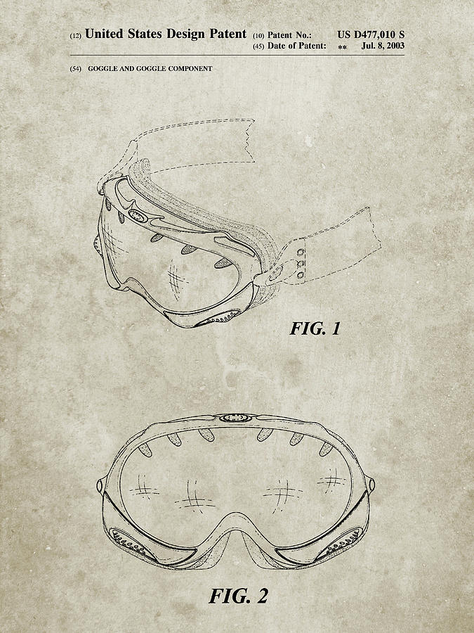 Sports Digital Art - Pp554-sandstone Ski Goggles Patent Poster by Cole Borders