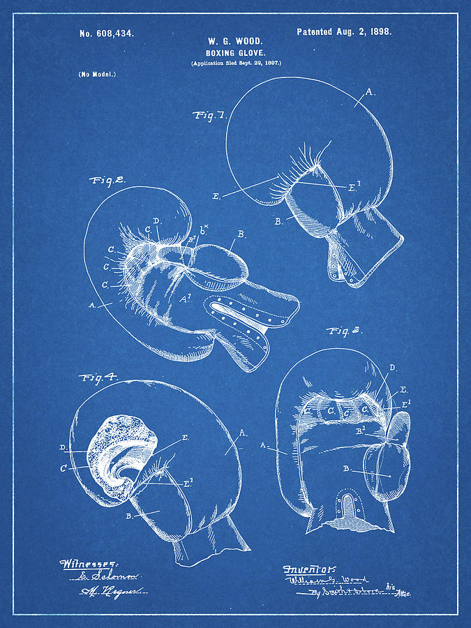 Boxing Digital Art - Pp58-blueprint Vintage Boxing Glove 1898 Patent Poster by Cole Borders