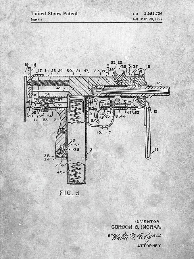 Pp584-slate Mac-10 Uzi Patent Poster Digital Art by Cole Borders | Fine ...