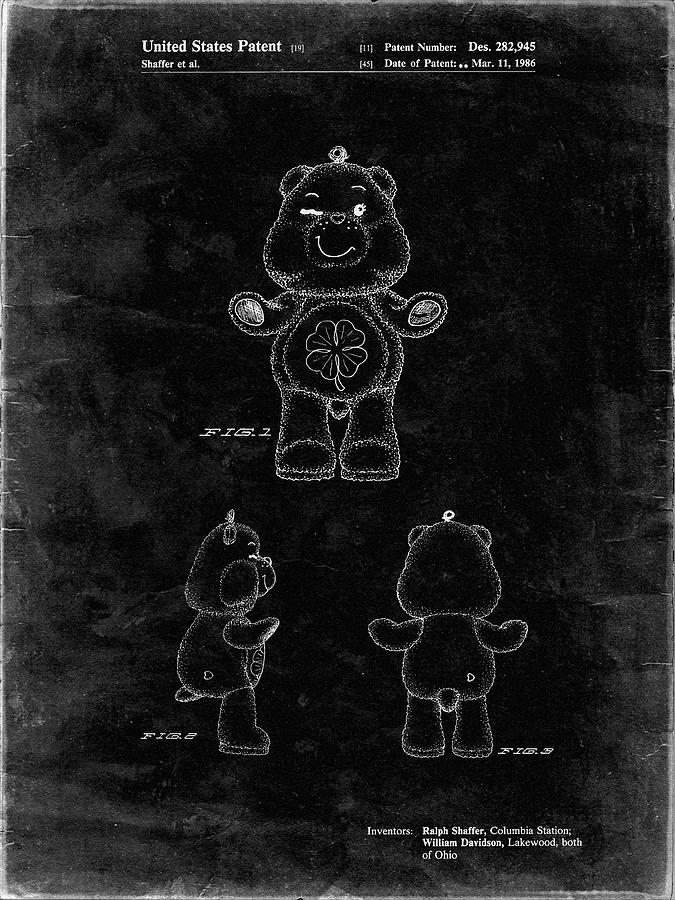 Toy Digital Art - Pp589-black Grunge Good Luck Care Bear Patent Poster by Cole Borders