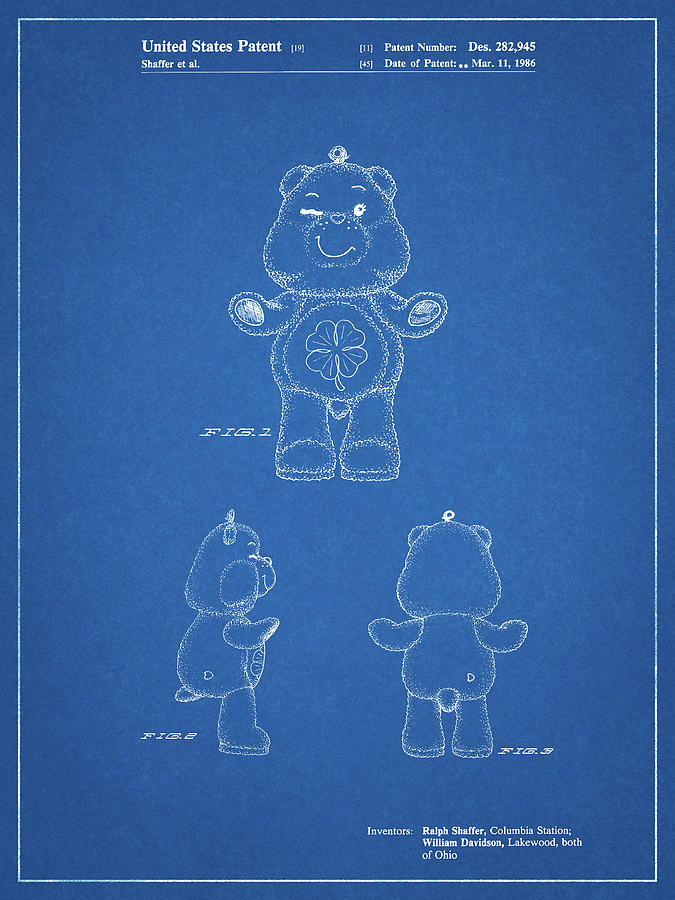 Toy Digital Art - Pp589-blueprint Good Luck Care Bear Patent Poster by Cole Borders