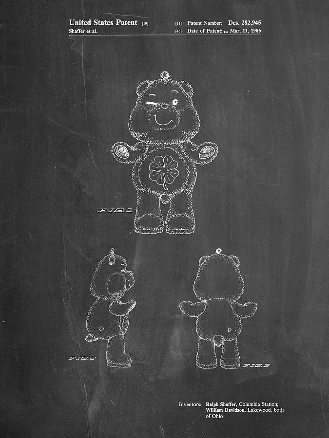 Toy Digital Art - Pp589-chalkboard Good Luck Care Bear Patent Poster by Cole Borders