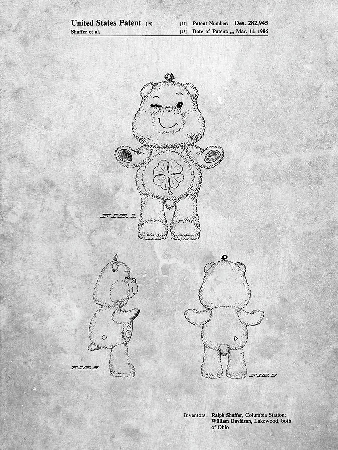 Toy Digital Art - Pp589-slate Good Luck Care Bear Patent Poster by Cole Borders