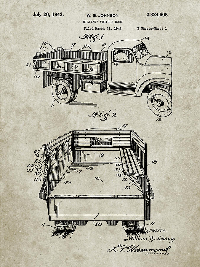 Transportation Digital Art - Pp59-sandstone Army Troops Transport Truck Patent Poster by Cole Borders