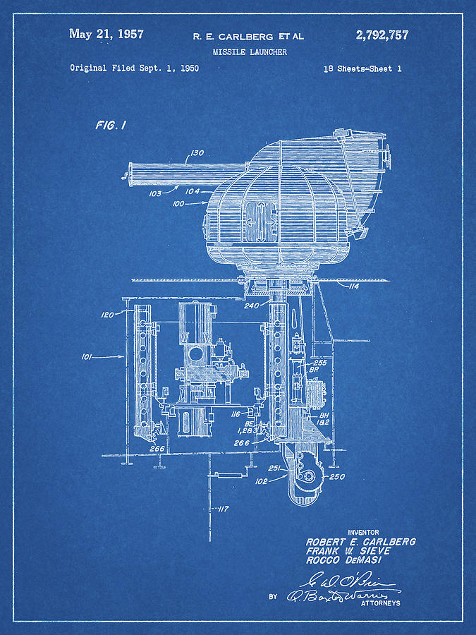 Pp597-blueprint Missile Launcher Cold War Patent Poster Digital Art by ...