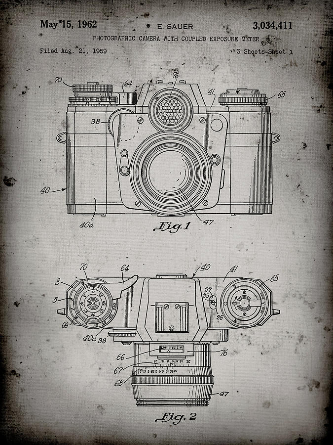 Camera Photograph - Pp6-faded Grey Zeiss Ikon Contarex Camera Patent Poster by Cole Borders
