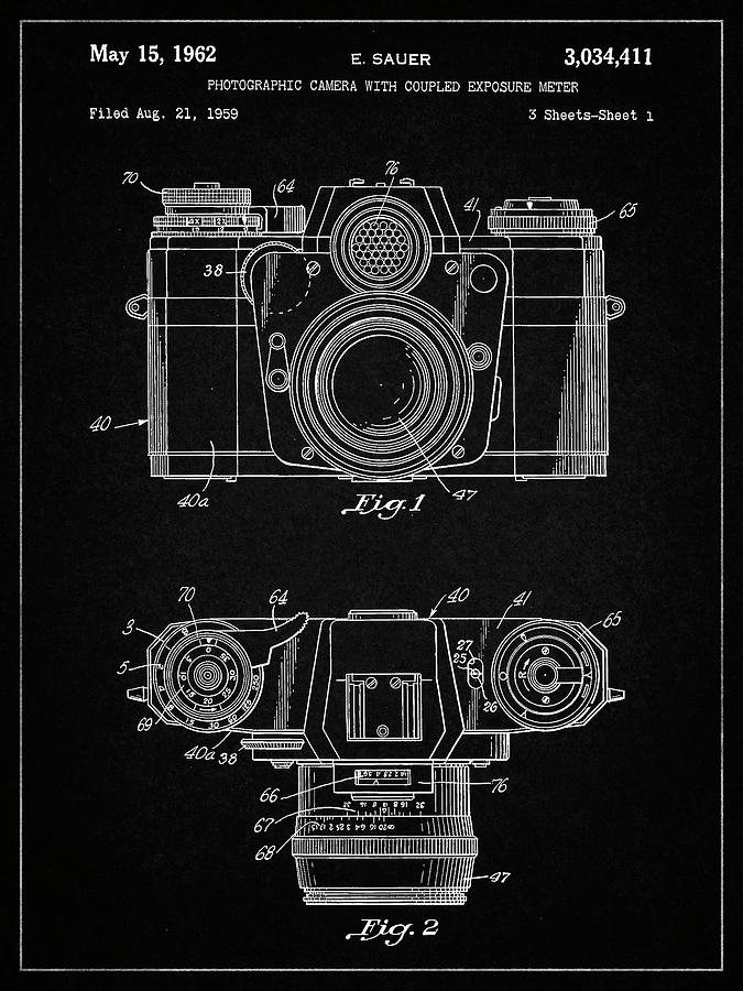 Camera Photograph - Pp6-vintage Black Zeiss Ikon Contarex Camera Patent Poster by Cole Borders
