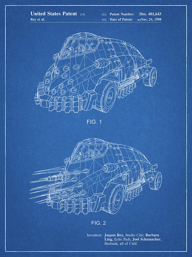 Transportation Digital Art - Pp605-blueprint Batman And Robin Mr. Freeze Car Patent Poster by Cole Borders