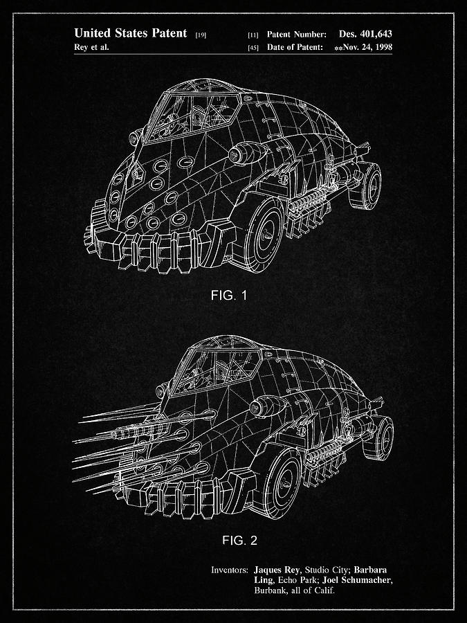 Transportation Digital Art - Pp605-vintage Black Batman And Robin Mr. Freeze Car Patent Poster by Cole Borders