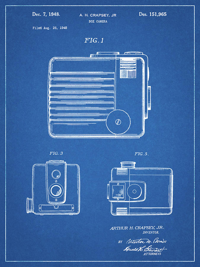 Camera Photograph - Pp606-blueprint Kodak Brownie Hawkeye Patent Poster by Cole Borders