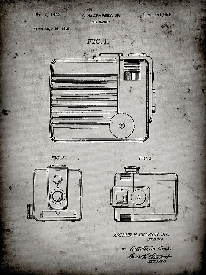 Camera Photograph - Pp606-faded Grey Kodak Brownie Hawkeye Patent Poster by Cole Borders