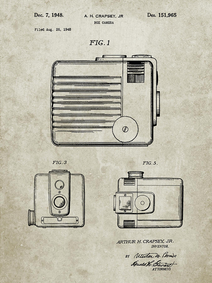 Camera Photograph - Pp606-sandstone Kodak Brownie Hawkeye Patent Poster by Cole Borders