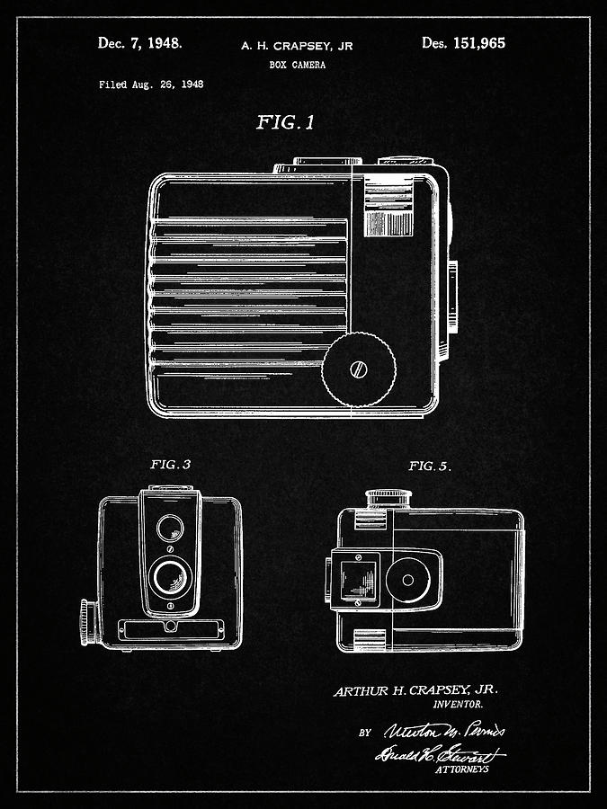 Camera Photograph - Pp606-vintage Black Kodak Brownie Hawkeye Patent Poster by Cole Borders