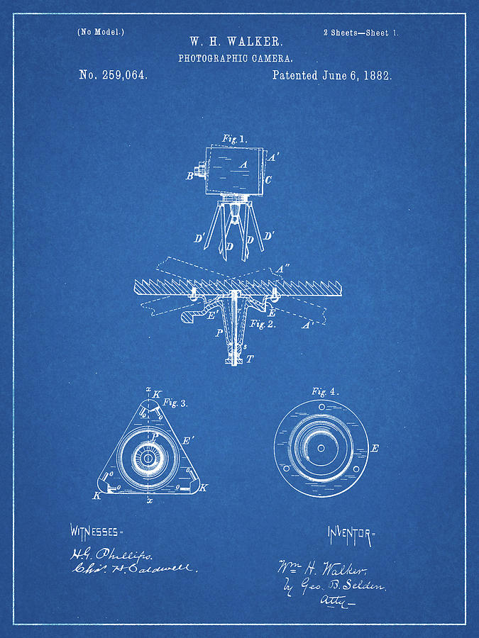 Camera Photograph - Pp609-blueprint Antique Camera Tripod Head Improvement Patent Poster by Cole Borders