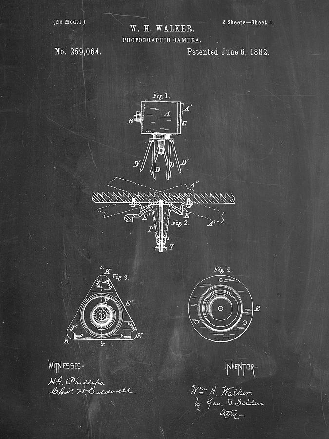 Pp609-chalkboard Antique Camera Tripod Head Improvement Patent Poster ...