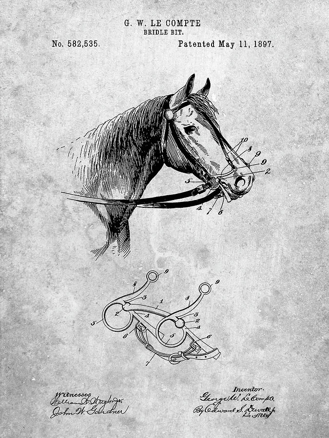 Horse Bit Digital Art - Pp611-slate Horse Bridle Bit Poster by Cole Borders