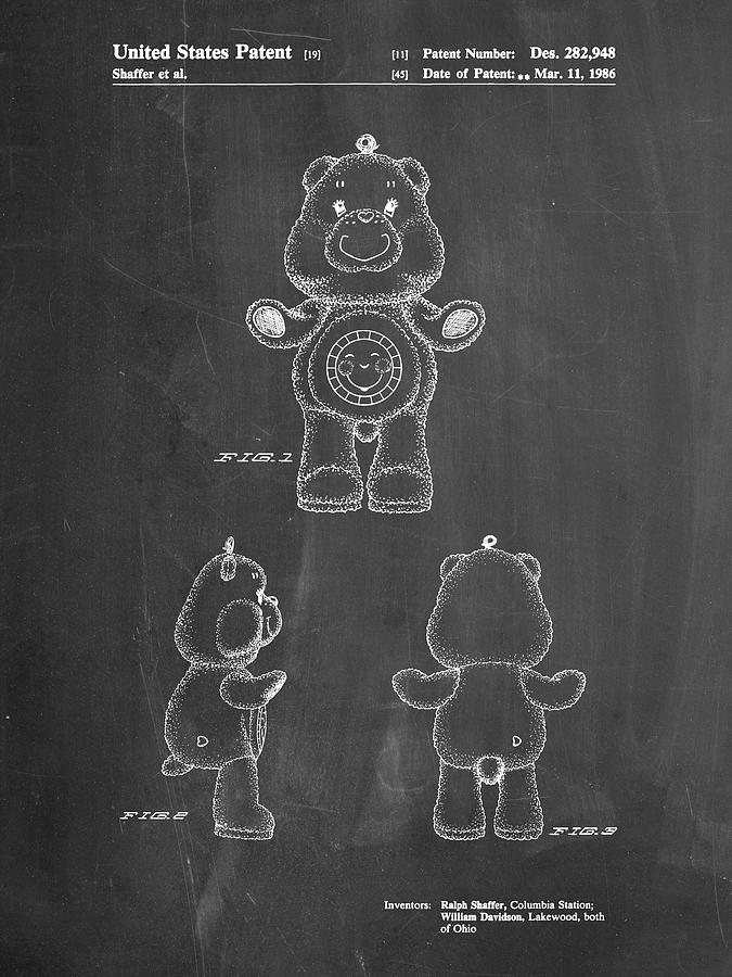 Toy Digital Art - Pp618-chalkboard Sunshine Care Bear Patent Poster by Cole Borders