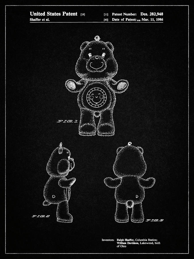 Toy Digital Art - Pp618-vintage Black Sunshine Care Bear Patent Poster by Cole Borders