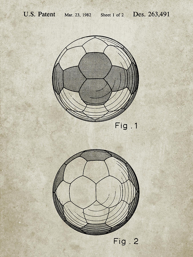 Sports Photograph - Pp62-sandstone Leather Soccer Ball Patent Poster by Cole Borders